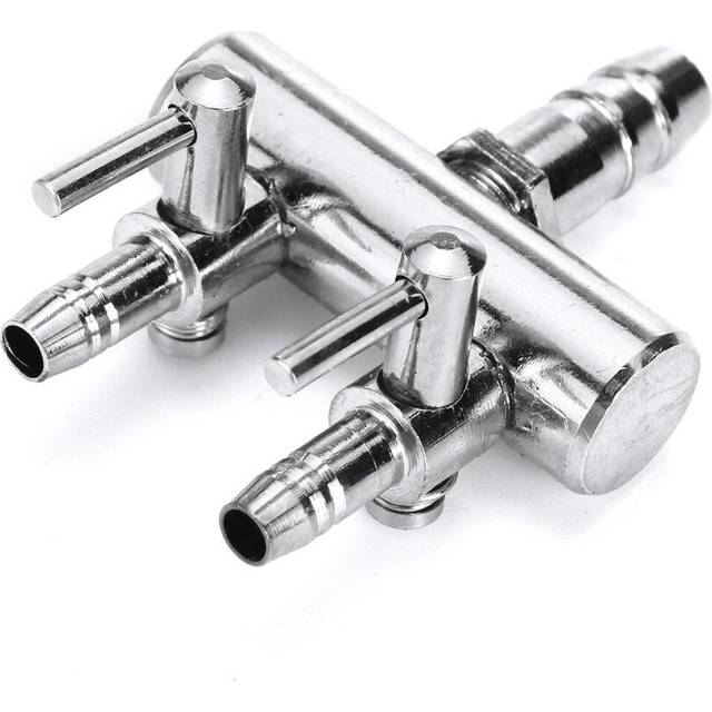 (2 ways) Oxygen Pump Valve Stainless Steel Lever Aquarium Air Flow Control Fish Tank