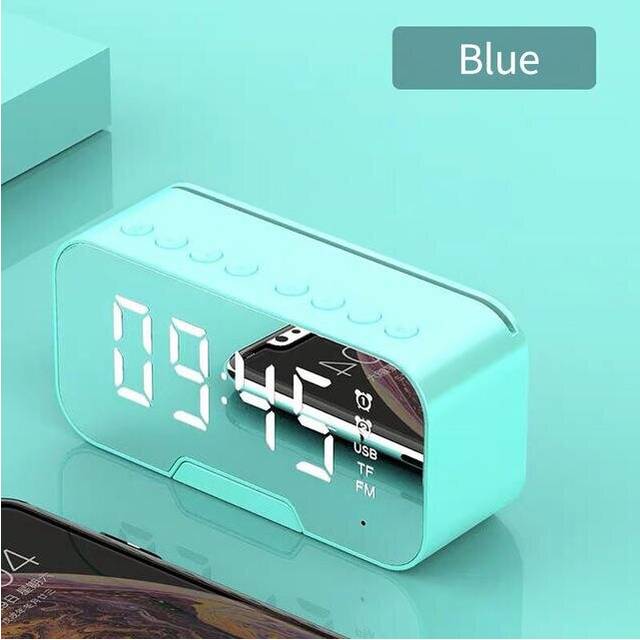 (a-black) Subwoofer Sound Dual Alarm Clock Settings Led Mirror Digital Mp3 Fm Radio Alarm Clock Wireless Speaker For All Phone
