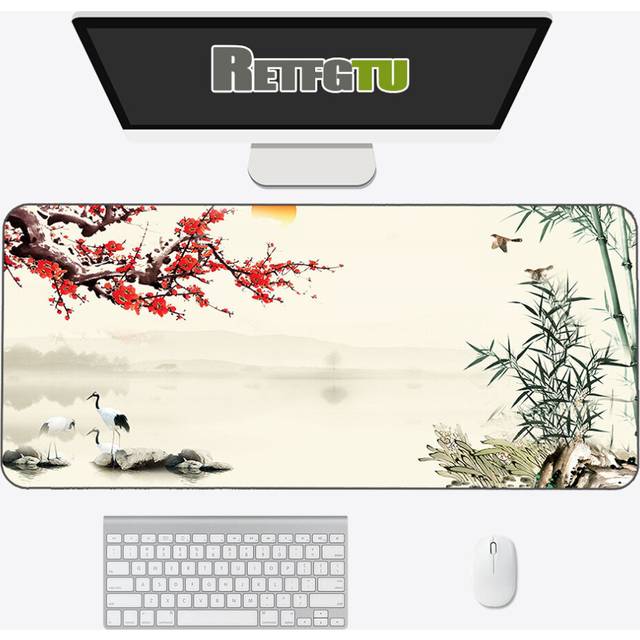 (a-shuimohua-010 900x400x3mm) Chinese Style ink Painting Mouse Pad Oversized XXL Game Desk Pad Computer Pad Keyboard Pad Desk Anime Mousepad