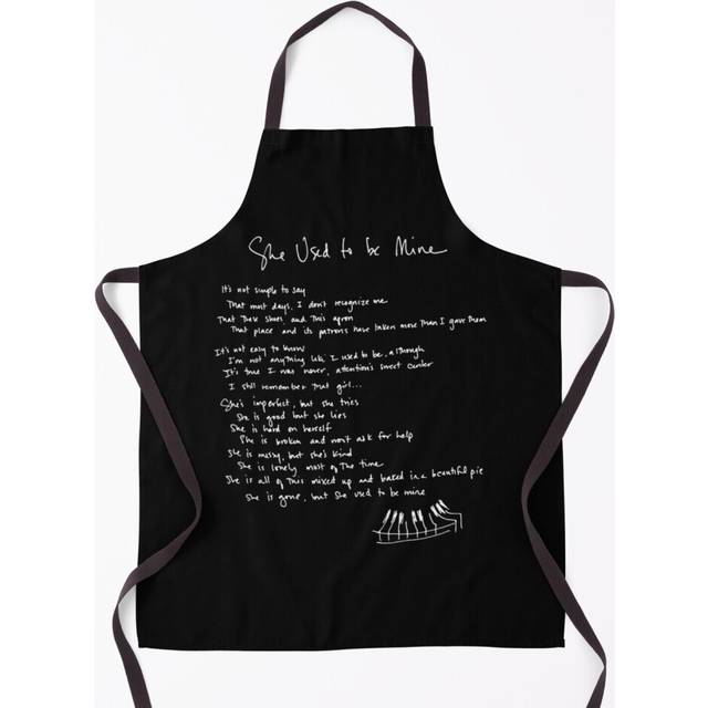 She Used To Be Mine - Sara Bareilles - Handwritten Lyrics- Waitress the Musical - Broadway, West End Grill Aprons for Kitchen BBQ Chef
