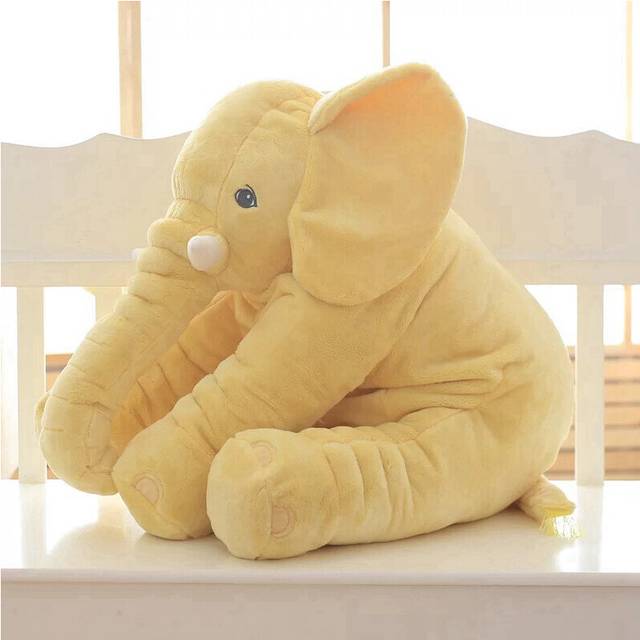 (60CM, yellow) plush elephant doll toy children sleeping back cushion cute stuffed elephant baby accompany doll christmas gift