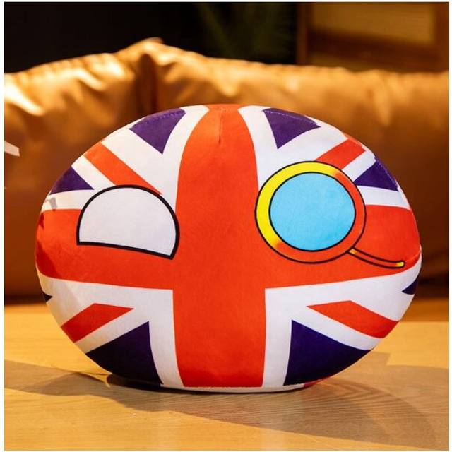 (40cm, UK) CountryBall Plushie Polandball Plush Toy USA UK France China Russia Country Ball Doll Hugging Pillow Key Ring Pendant Gift for Kids Friends