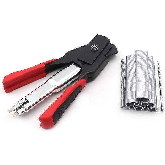 Hog Ring Pliers Farm Animals Cage Accessories Chicken Rabbit Pet Cage Installation Equipment with C Type Nails Wire Cage Clamp