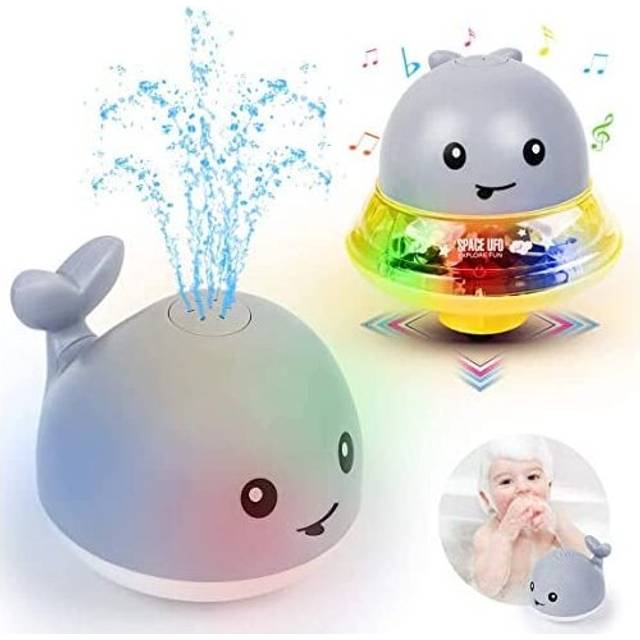 Whale Bath Toys, Baby Bath Toys with Music Space, Led Light up Water Spray Sprinkler Bath Toy for Kids Toddler Infant Whale Bathtub Toy for 0-6 1