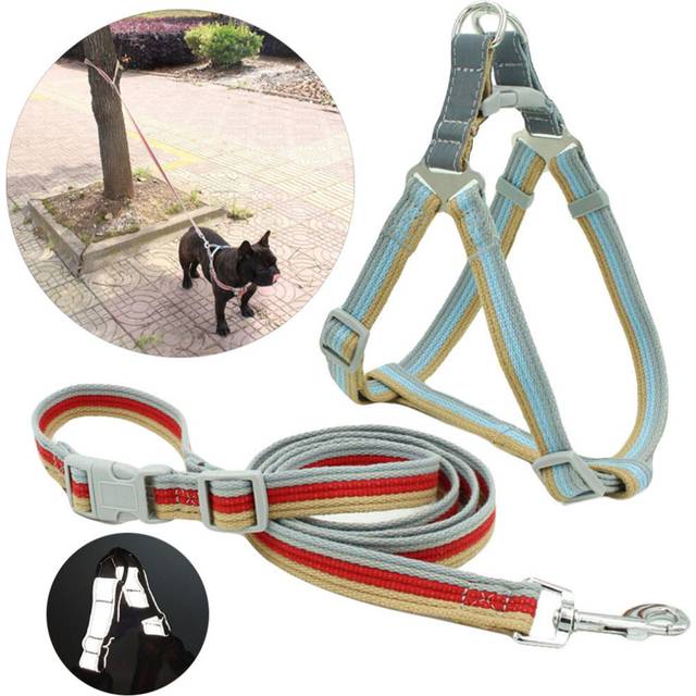 (Red, M) Pet Dog Puppy Reflective Harness Chest Strap Adjustable Leash Traction Rope