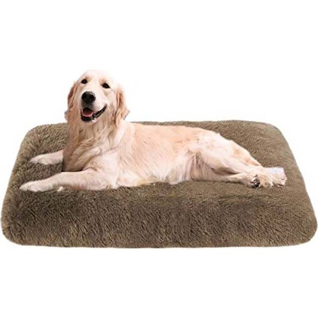 Xpnit Dog Bed Mattress Large,Faux Fur Dog Cushion Pad Xl/xxl,warm Long Plush Pet Dog Cat Bed Mat for Car Crate Cage Washable (100x70x10cm,Coffee)