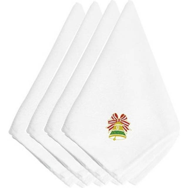 Caroline's Treasures EMBT2410NPKE Christmas Green and Gold Bell Embroidered Napkins Set of 4  20  Multicolor