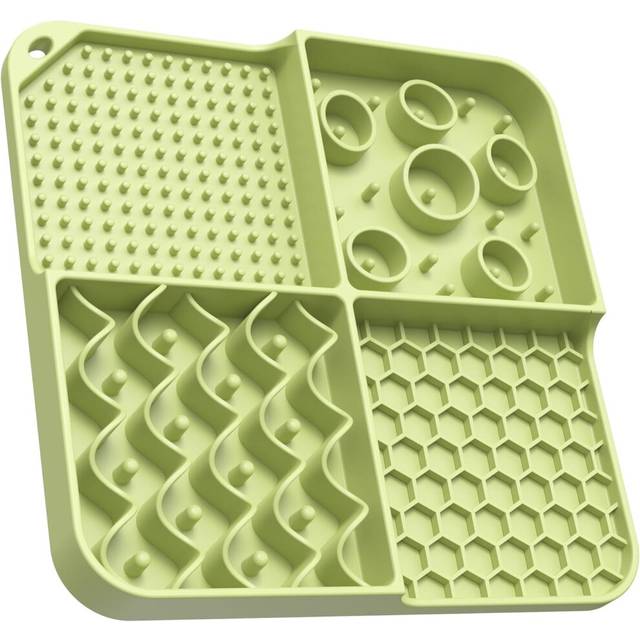 Dog and Cat Lick Pad,Slow Feeder Lick Pad with Suction Cup Heavy Duty Puzzle,Peanut Butter Lick Pad for Dog Anxiety Relief Cat Boredom (Green)