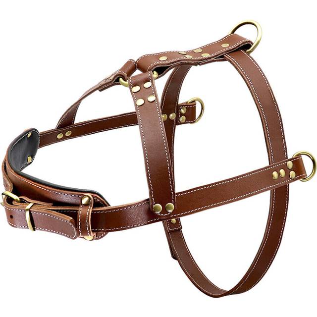 Genuine Leather Dog Harness Big X-large Breeds Dog Cart Pulling Harness for K-9
