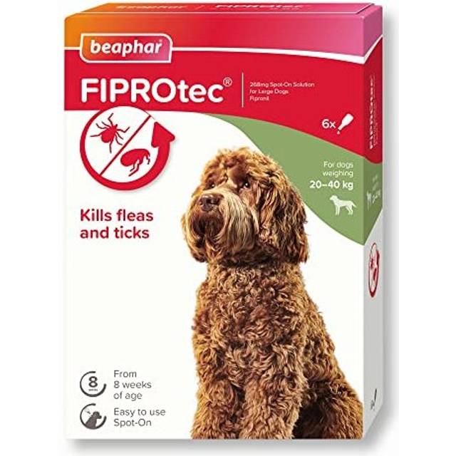 Beaphar | FIPROtec Spot-On for Large Dogs (20?40kg) | Kills Fleas & Ticks | Vet Strength Treatment | 6 Pipettes