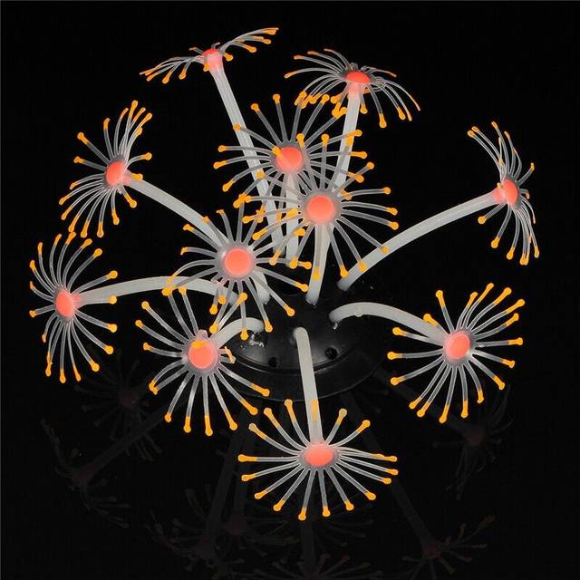 (Orange) Silicone Simulation Coral Plant Aquarium Fish Tank Landscaping Decor
