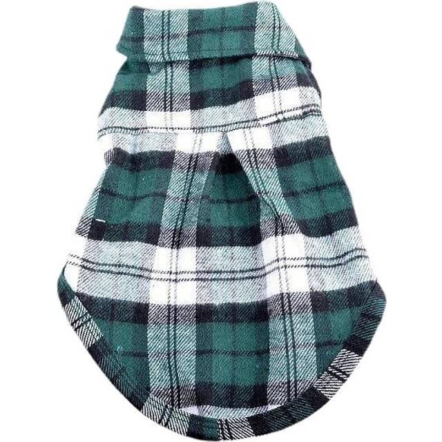 (Green, L) 100% Cotton Pet Dog Plaid Stripe T-Shirt Puppy Vest Coats For Small Dog Clothes Classical Style