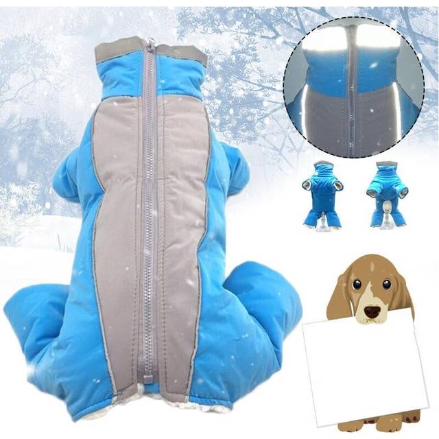 (12, Boy) Waterproof Reflective Warm Pet Dog Coat Winter Thick Jacket Clothes Jumpsuit