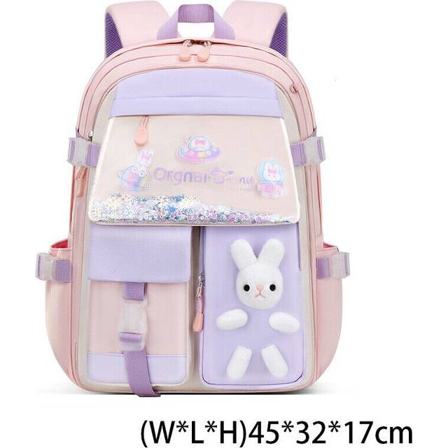 (  Pink) Large Capacity School Bags Cute rabbit Bookbags for Girls Kids Teen Backpacks