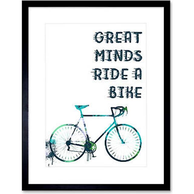 Wall Art Print Great Minds Ride A Bike Paint Splat Artwork Framed 9X7 Inch - Black - W7 inch x H9 inch