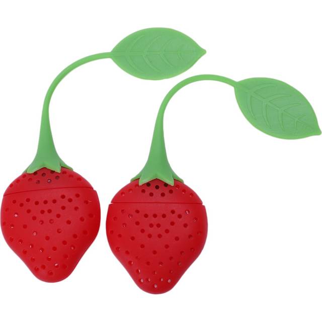 2Pcs Silicone Tea Infuser Ball Pass Filter Tea Infuser Strainer Spoon Strawberry