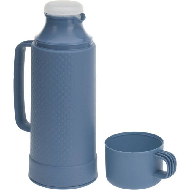 (Blue) 1L Flask Glass Vacuum Insulated Tea Coffee Hot