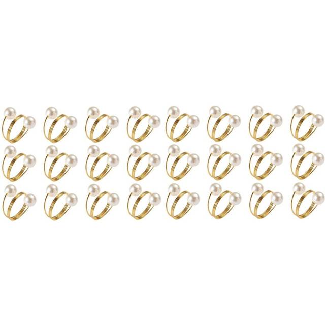 24 Pcs Double-Pearl Napkin Rings, Napkin Holders, Serviette Buckle for Wedding Reception, Festivals,
