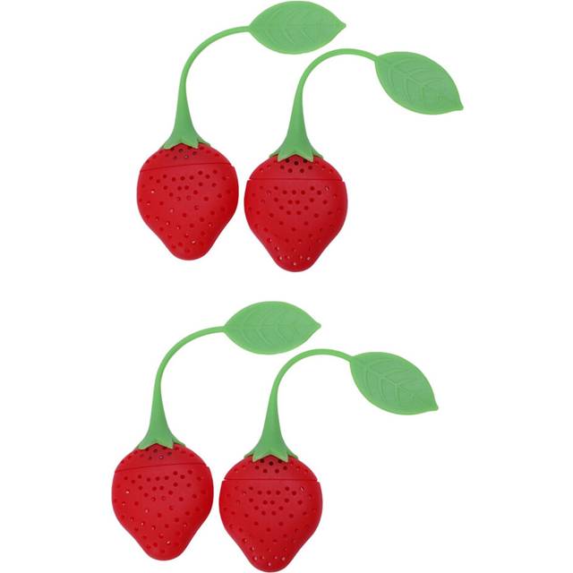 4Pcs Silicone Tea Infuser Ball Pass Filter Tea Infuser Strainer Spoon Strawberry