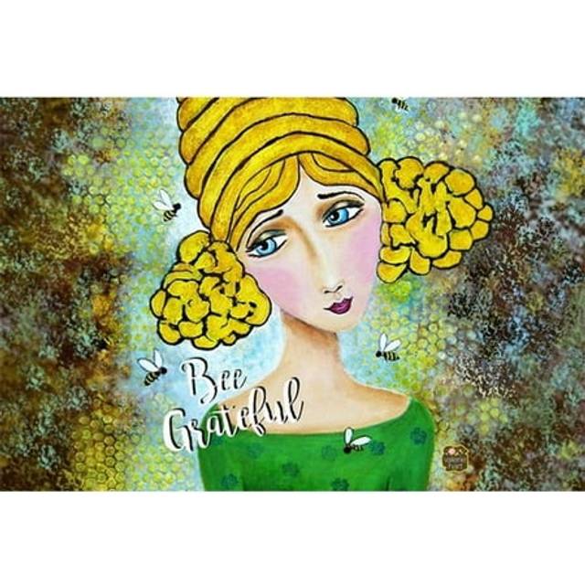 """""""""Caroline's Treasures VHA3008PLMT Bee Grateful Girl With Beehive Fabric Placemat  Multicolor"""""""""