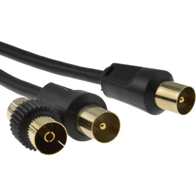kenable RF TV Freeview Plug to Plug Black Aerial Lead Cable with Coupler 20m