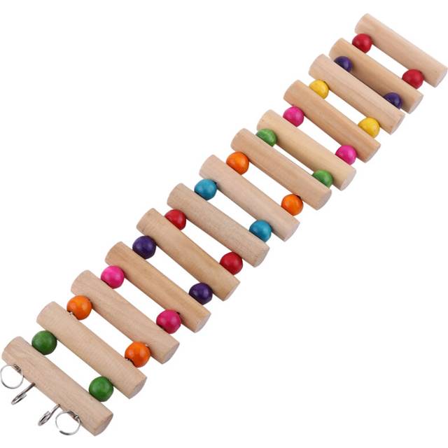 Pet Ladder Bridge Stairs Climbing Swing Exercise Budgie Parakeet Hamster Pet Toys (13Steps L)