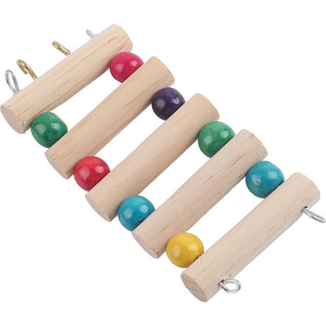Pet Ladder Bridge Wood Climbing Swing Portable Mouse Hamster Parrot Canary Pet Toys (5Steps S)