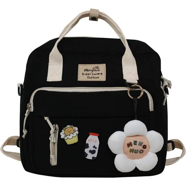 Cute Backpack Kawaii School Supplies Laptop Bookbag, Back to School and Off to College Accessories (Black)
