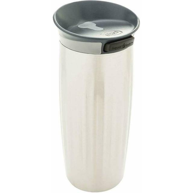 Thermal Travel Mug Flask Stainless Steel Double Wall, Button Lid, 350ml / 12 oz