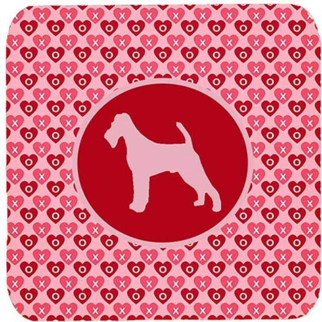 Irish Terrier Valentine Hearts Foam Coasters - Set 4, 3.5 x 3.5 In.
