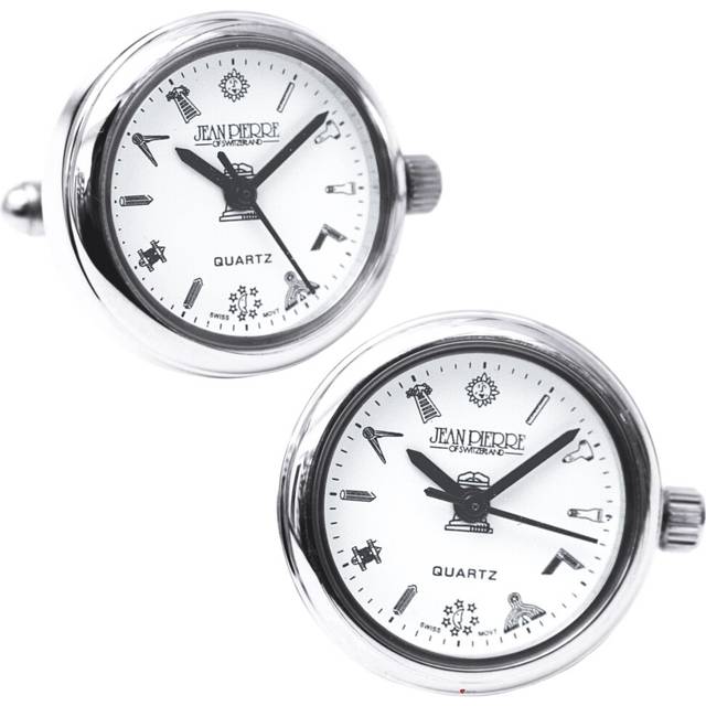 Gents Watch Cufflinks Pair White Masonic Dial Chrome Plated