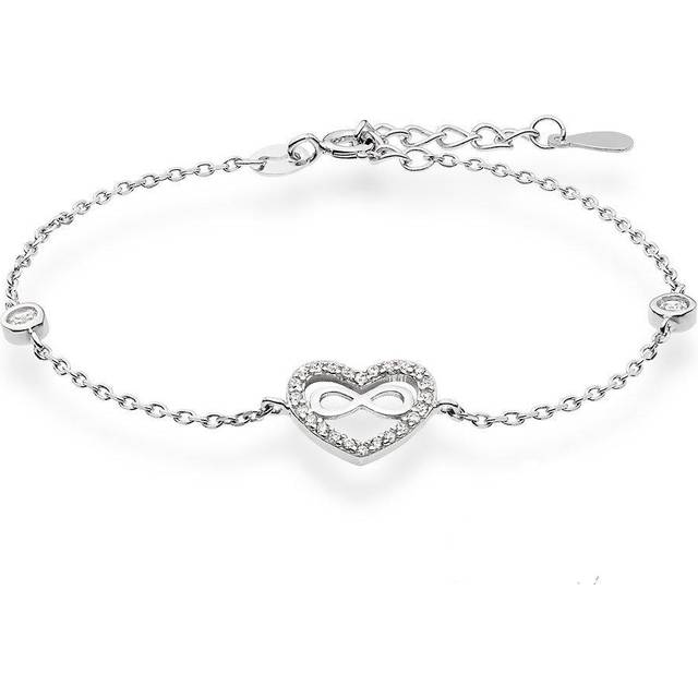 Silver Cubic Zirconia Infinity Heart Bracelet