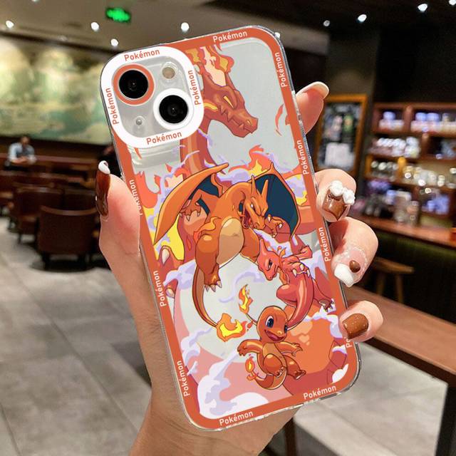(iPhone X XS) Pokemon Squirtles Charmanders Phone Case For iPhone Soft Silicone Transparent Cover