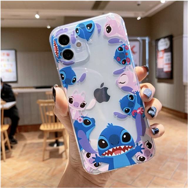 (iPhone 14 Plus, A) New Kawaii Stitch Cartoon for iPhone Case Cover