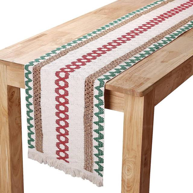 Cotton Linen Table Runner Jute Canvas Table Runner with Tassels to Decorate Dining Room Table Home Party Wedding Christmas, 30 x 140 cm