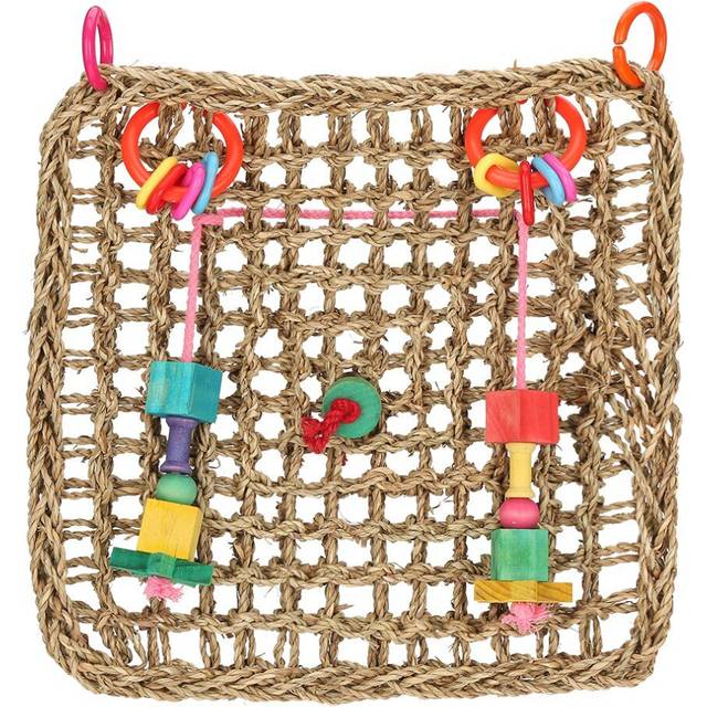 Bird Chew Toy Seagrass Exercise Entertainment Hanging Net Mat for Parrot
