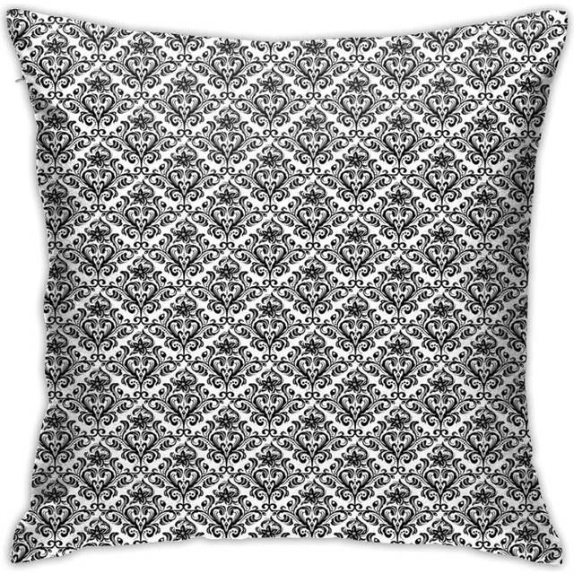Flower Arrangement with Antique Leaf Motifs Monochrome Surreal and Dotted Art StyleHome Decor Pillow Covers 18*18 Inch