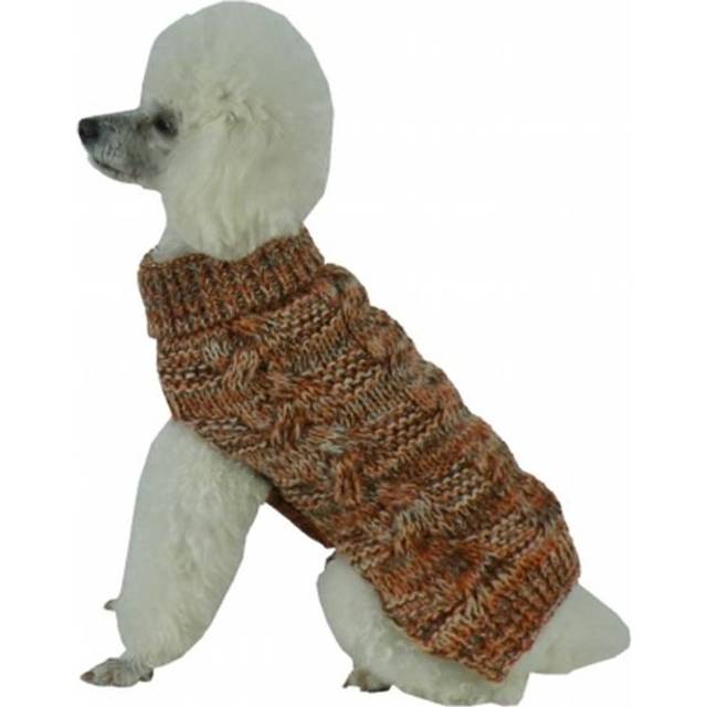 Royal Bark Heavy Cable Knitted Designer Fashion Dog Sweater, Medium