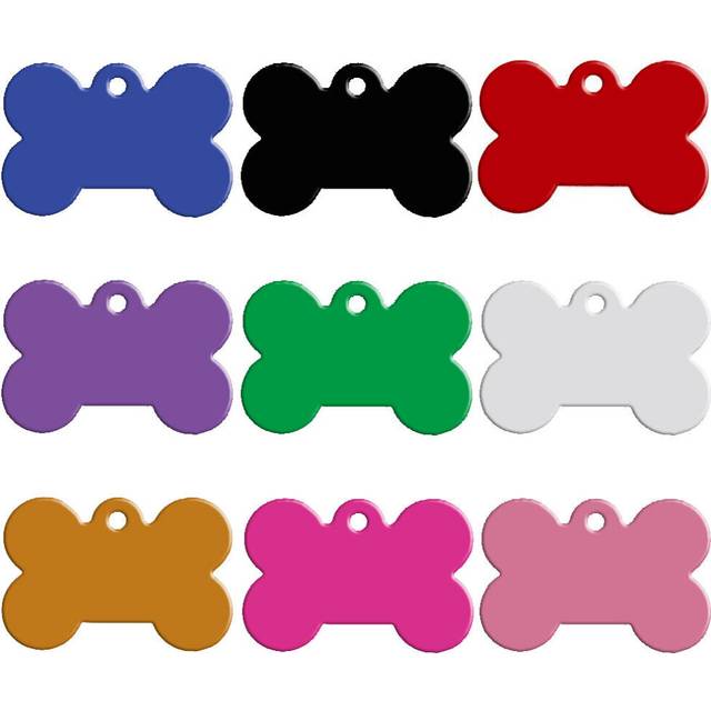 (Mixed Color) 20pcs Bone Shape Custom Dog Tags for Pet Engraved Dog Cat Name Plate Collar Tag