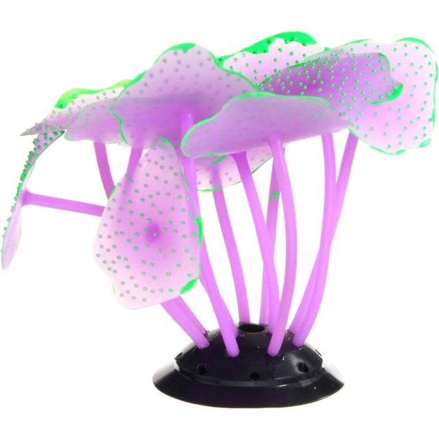 (Purple) Silicone Resin Coral For Aquarium Fish Tank Decoration Underwater Ornament