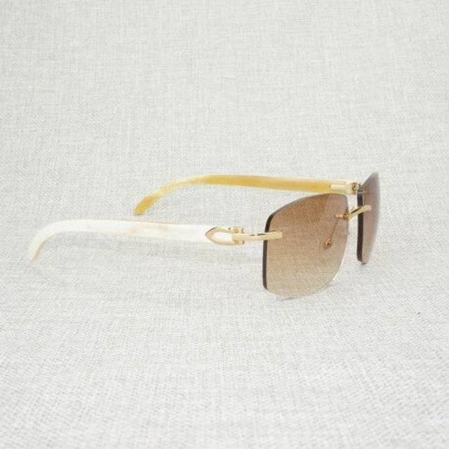 (wood brown) Retro Wood Oversize Sunglasses Men Natural Black White Buffalo Horn Rimless Eyewear Frame For Outdoor Summer Oculos Gafas