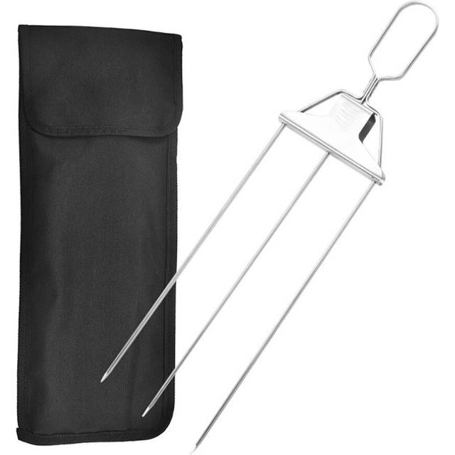 (1) Steel Outdoor 3-Prong Grilling Skewers Kabob BBQ Sticks Barbecue Skewers