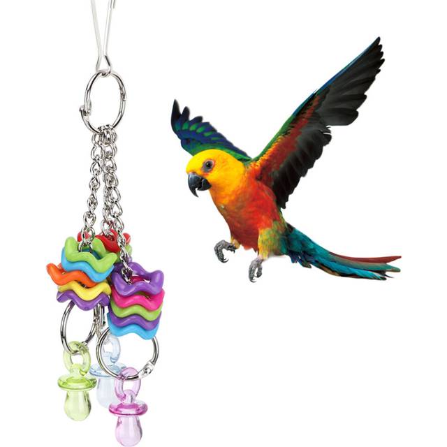 Pet Parrot Non Toxic Plastic Nipple Ring String Chewing Biting Hanging Swing Toy Bird Cage Accessories