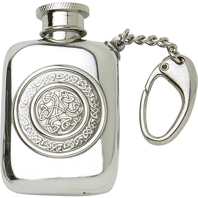 Small Hip Flask Keyring With Circular Celtic Design Screw Top 1.5oz Great Gift