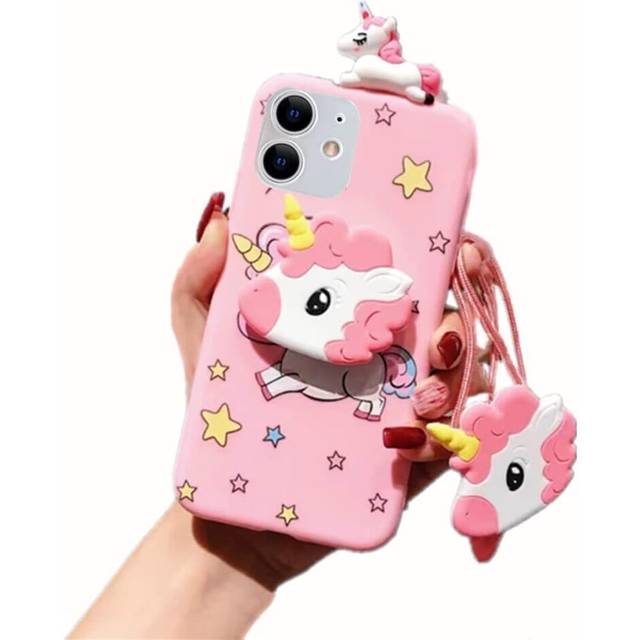 Unicorn Case for iPhone XSMAX , 3D Cartoon Design Cute Elastic Kickstand Protective Case, Phone Case with String Rope, Kawaii Fashion
