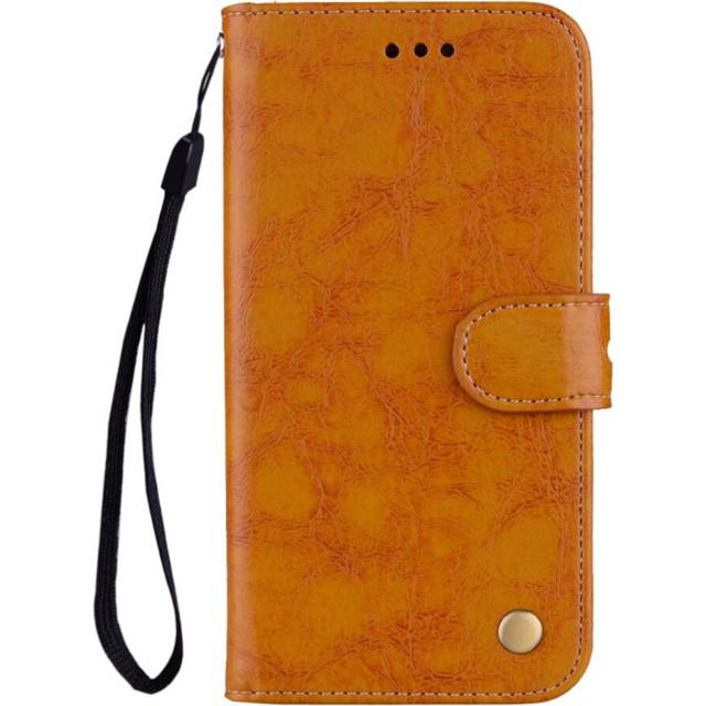 Business Style Oil Wax Texture Horizontal Flip Leather Case for Galaxy A40, with Holder & Card Slots & Wallet(Brown)