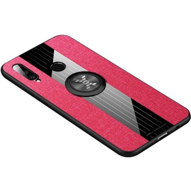 2Pcs For Huawei P30 Lite XINLI Stitching Cloth Textue Shockproof TPU Protective Case with Ring Holder(Red)