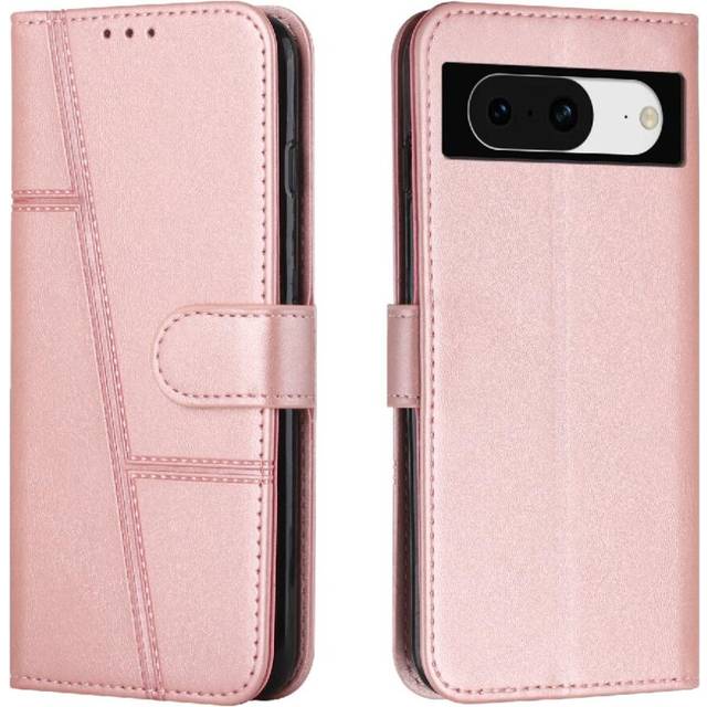 (Pink) Flip-on Google Pixel 8 Protection Shockproof Wallet Case Card Package