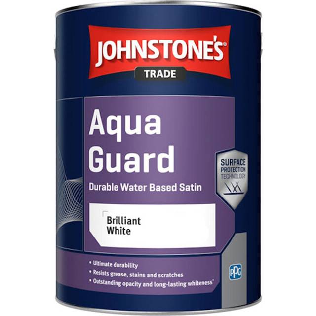 Johnstone's - Johnstones Trade Aqua Guard Durable Water Based Satin Brilliant White - 2.5 Litre - Brilliant White