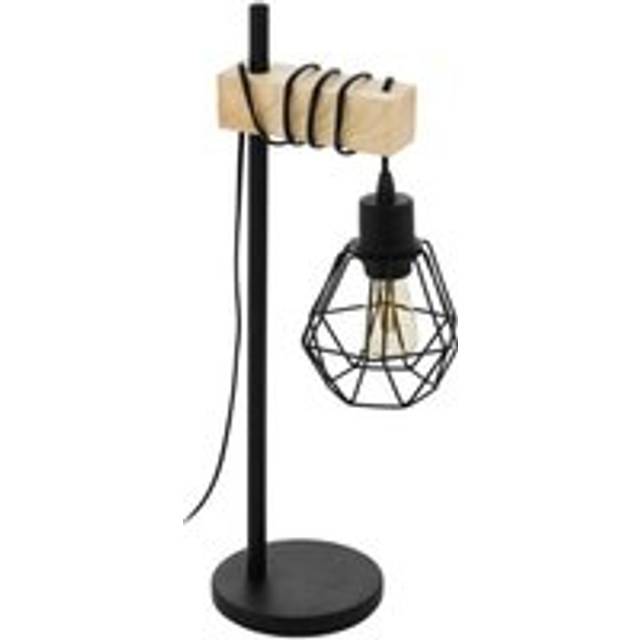 Eglo Industrial Style Table Lamp With Caged Black Shade, Multi